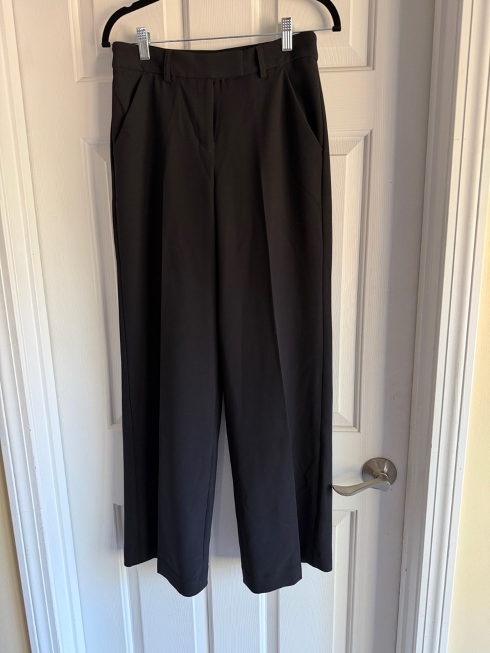 Express Editor Black Wide-Leg Dress Trousers